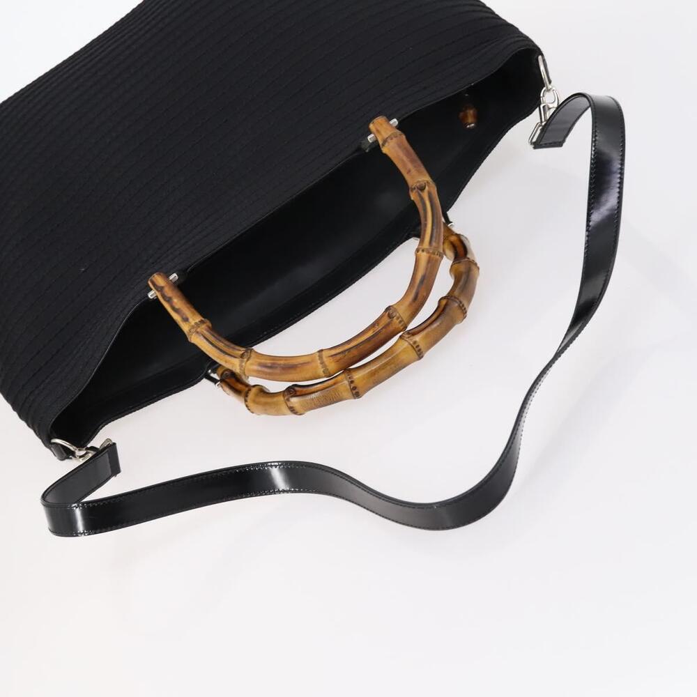 GUCCI Bamboo Hand Bag Nylon 2way Black Auth ep11085 - Picture 7 of 16
